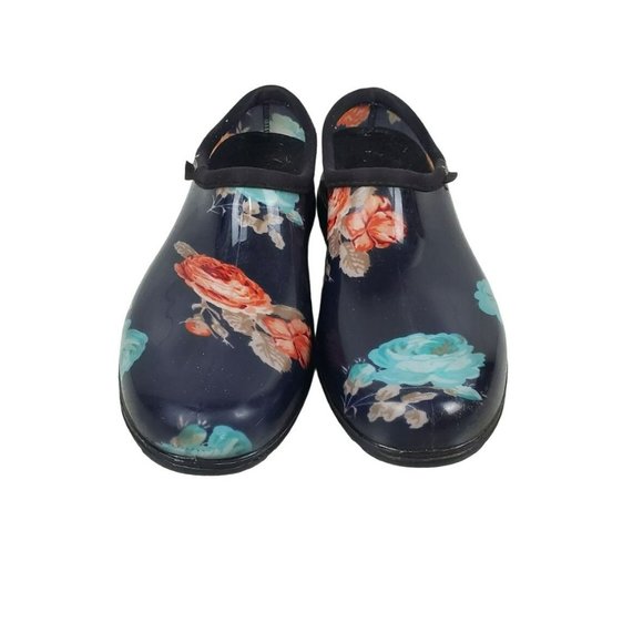 Sloggers Womens Floral Garden Shoes Size 10 USA Made Clogs Rubber - Picture 2 of 10